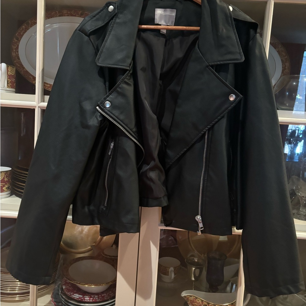 ASOS faux leather moto jacket.
